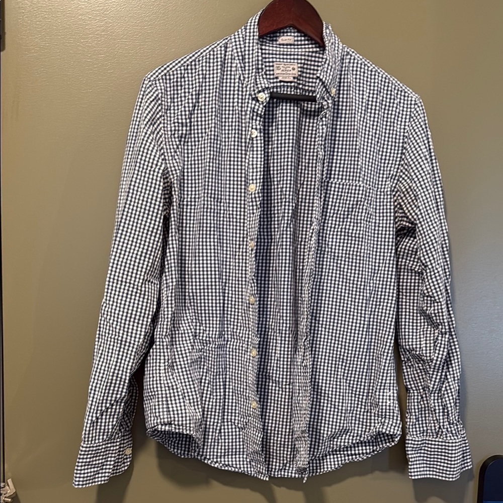 J. Crew Navy and White Checkered Shirt